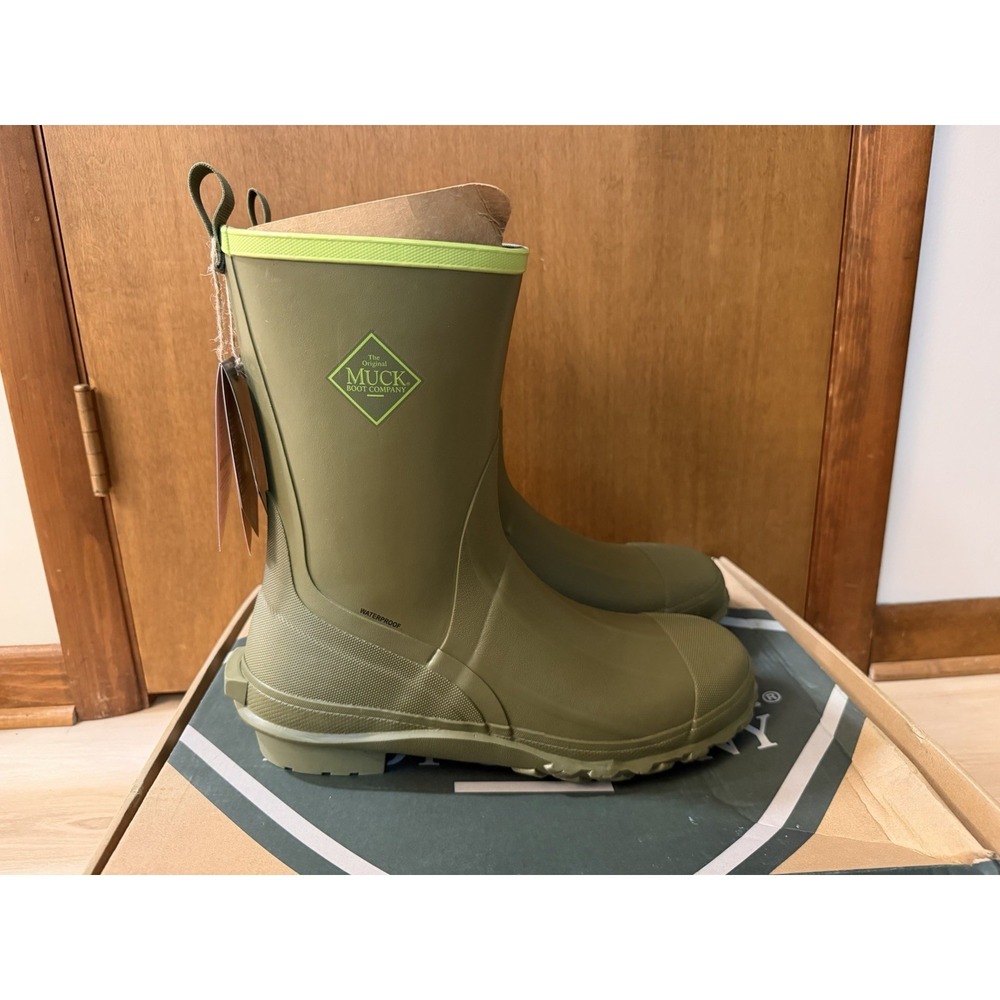 Muck Men's Size 14 Harvester 12" Olive Green Mid Rubber Boot MRBMM300